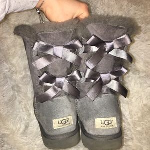 Grey Bailey Bow Uggs